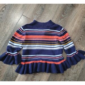 Janie and Jack Girls‎ Striped Ruffle Sleeve Knit Top Blue Size 4 #2